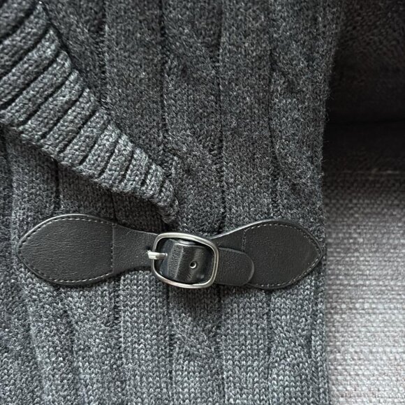 Calvin Klein Medium Gray Cable-Knit Sweater Dress with Buckle - Picture 5 of 8